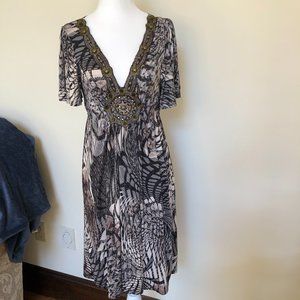 CMon Ami Embellished Low Cut V-neck Flutter Sleeve Babydoll Fairycore Dress Y2K